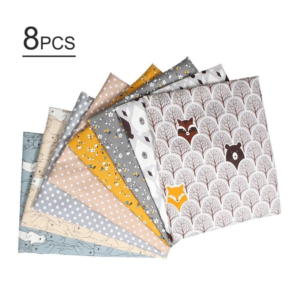 8pcs 40 * 50cm NO Repeat Design Printed Floral Cotton Fabric Suitable for Stitching DIY Sewing