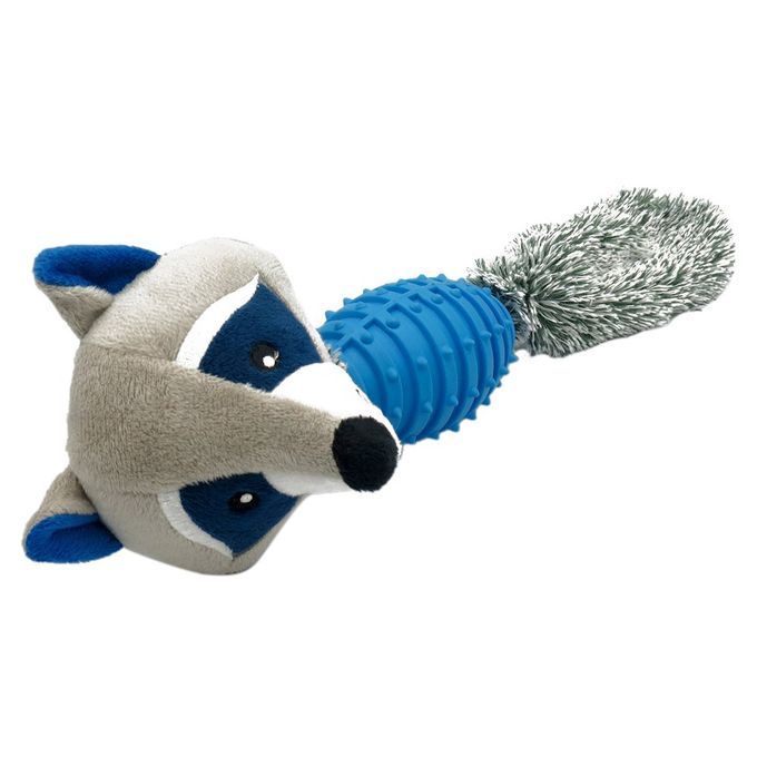 Plush Plastic Fox Seal Raccoon Shaped Biting Toy Cleaning Teeth Molar Blue