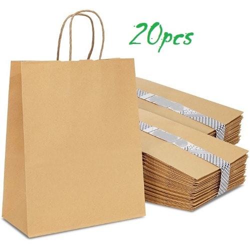 Eco-friendly Kraft Paper Bags - 20 Pieces