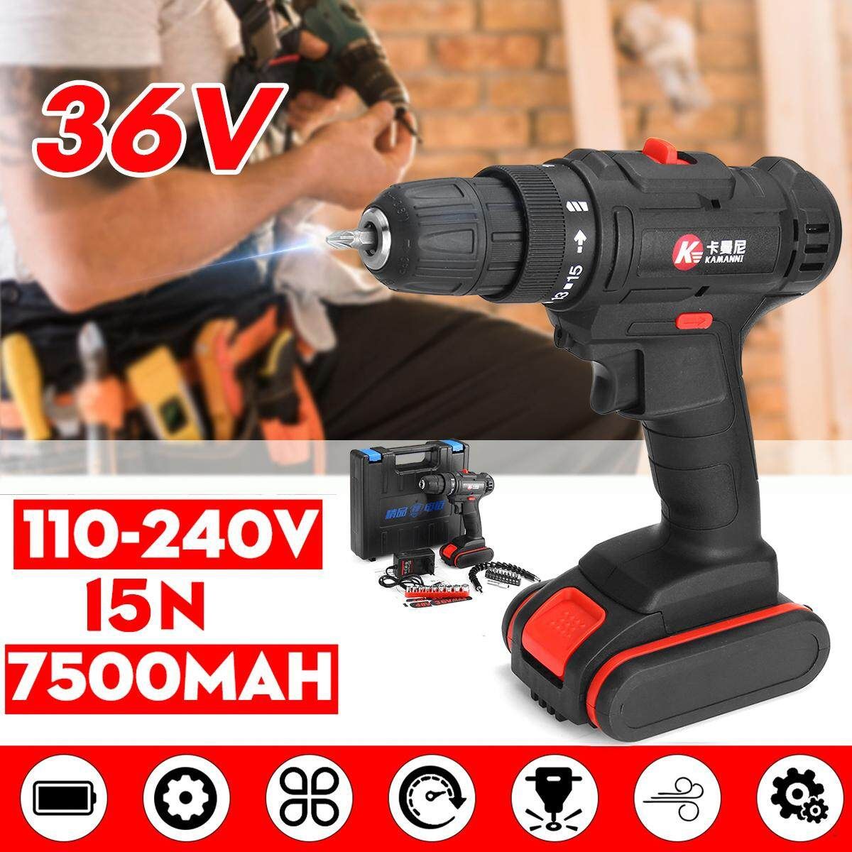 12V 7500mAh Cordless Electric Drill/Driver 2 Speed LED Lighting 1 X Ba*tery Tool-12V Red