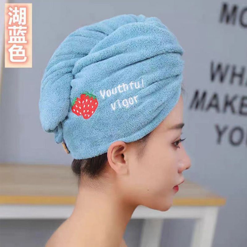 Coral Fleece Dry Hair Cap Cartoon Embroidery Absorbent Dry