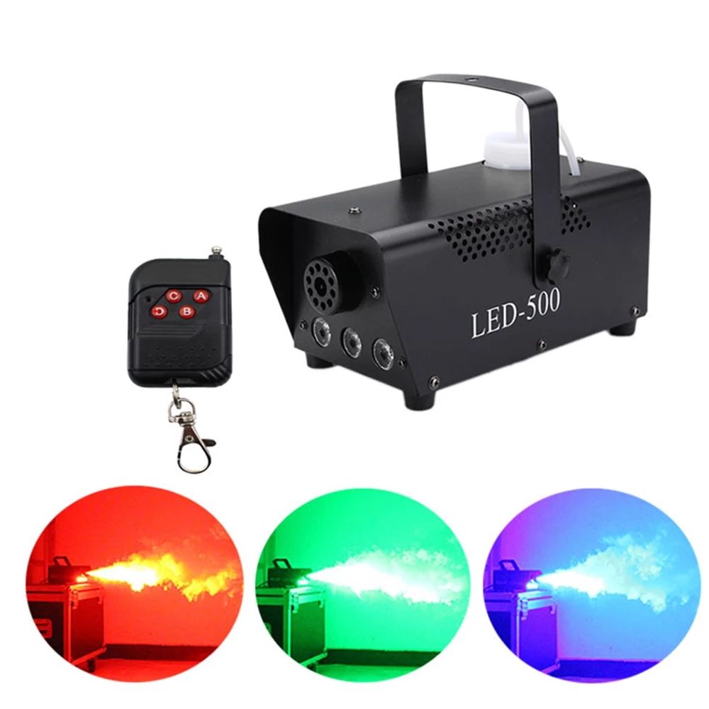 Disco Colorful Smoke Machine Mini LED Remote Fogger Ejector Dj Christmas Party Stage Light Fog Machine
