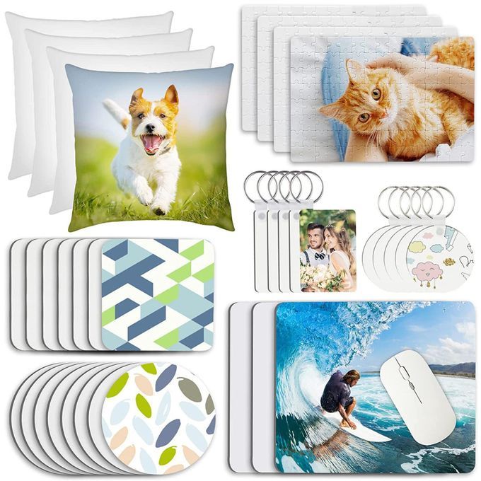 50Pcs Heat Transfer DIY Round Square Sublimation Blank Keychain For