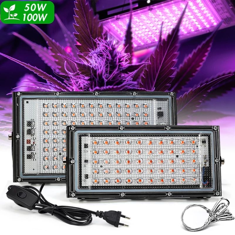 LED Grow Light Full Spectrum Light 220V 50W 100W With EU Plug Led Grow Lamps For Greenhouse Hydroponic Flower Seeding Phyto Lamp