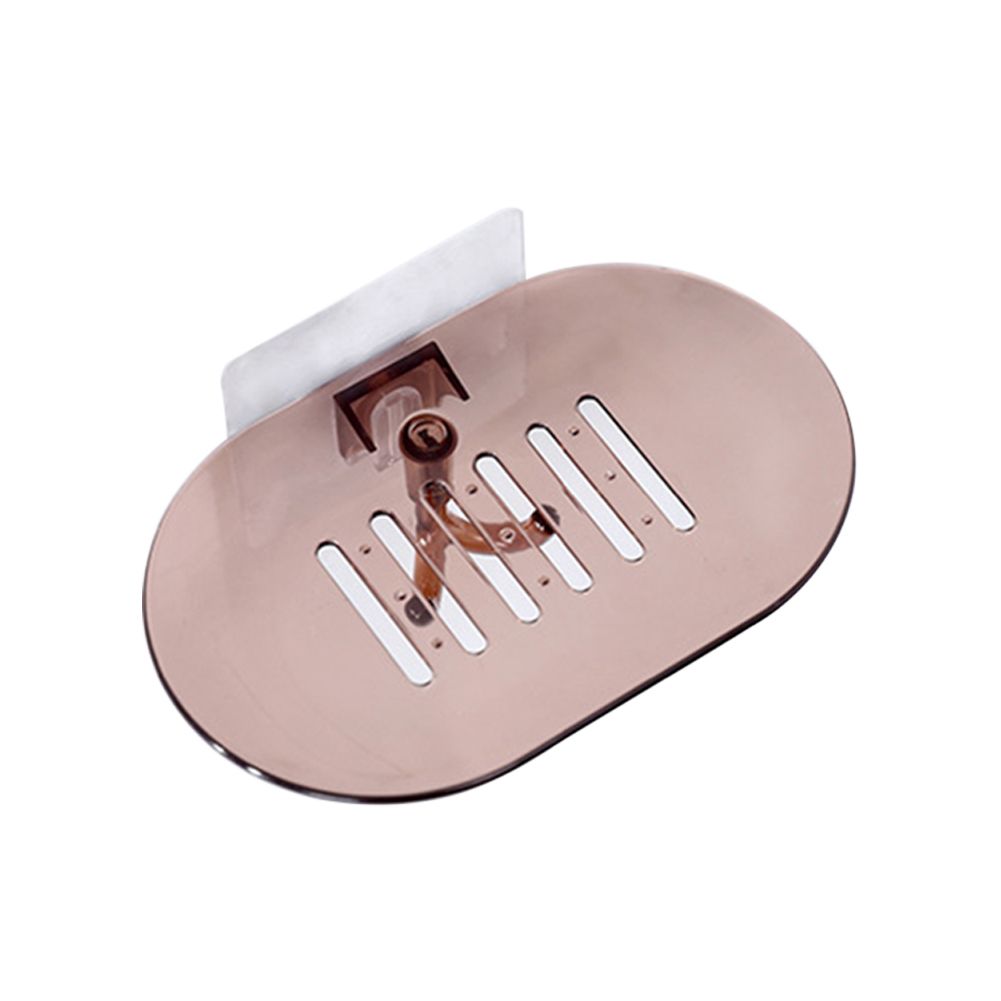 Bathroom No-nail Wall Mount Draining Soap Box Holder Container Shelf Sponge Hook-Coffee