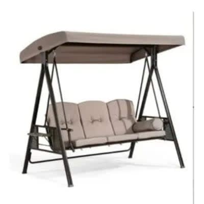 Outdoor Canopy Swing With Steel Frame - 3 Seater