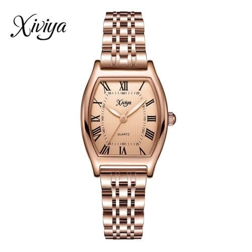 Rhinestone Bracelet Wrist Watch For Ladies - Gold