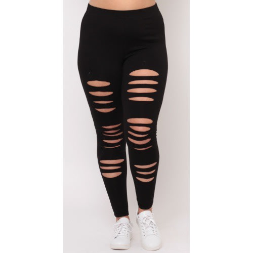 Distressed Leggings- Black
