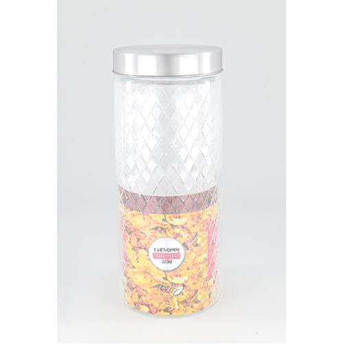Embossed Glass 2 Liters Canister - Transparent