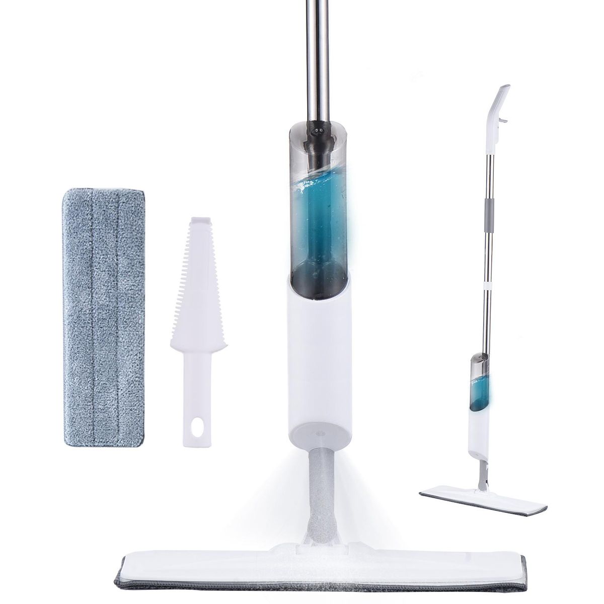 Spray Mop for Floor Cleaning 360 Degree Spin Wet Dry Dust Mop with 270ml Refillable Water Bottle 2 Washable Pads 1 Scrubber Sprayer Microfiber Flat Mop for Hardwood Tiles Floor Home Kitchen