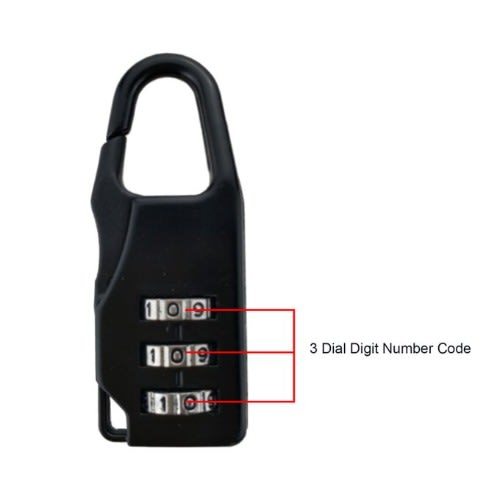 3 Mini Digit Combination Password Safe Lock - Black