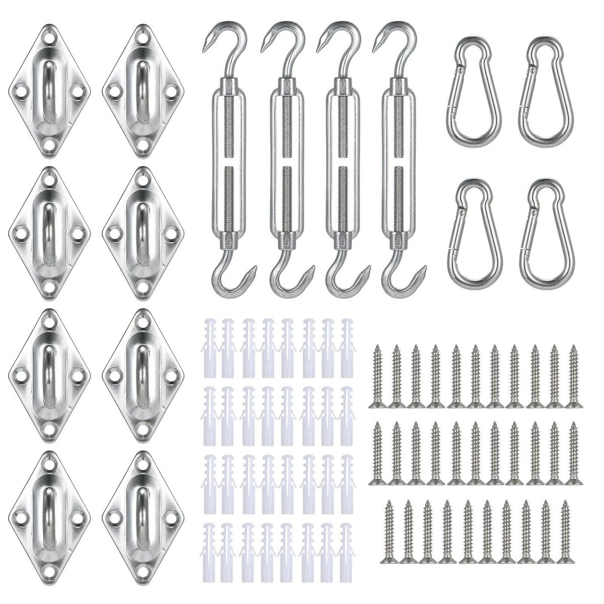 80PCS 5mm 5Inches S-un Shade Sail Hardware Kit Set for Outdoor Use Camping Garden Yard Patio Portable