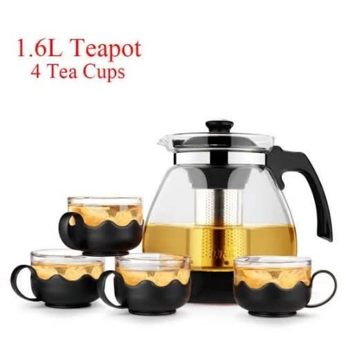 Tea Ware Glass Teapot Cups - 5 Piece Set
