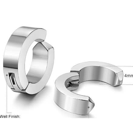 Non Piercing Silver  Stud Men's Earring