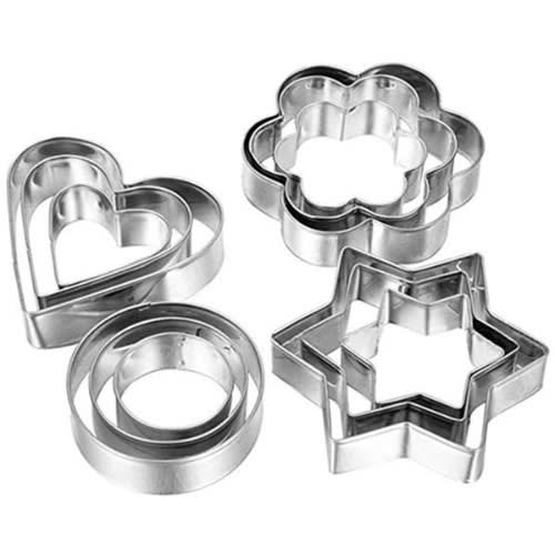 4 Shapes - 12 Piece Stainless Steel Cookie Cutter