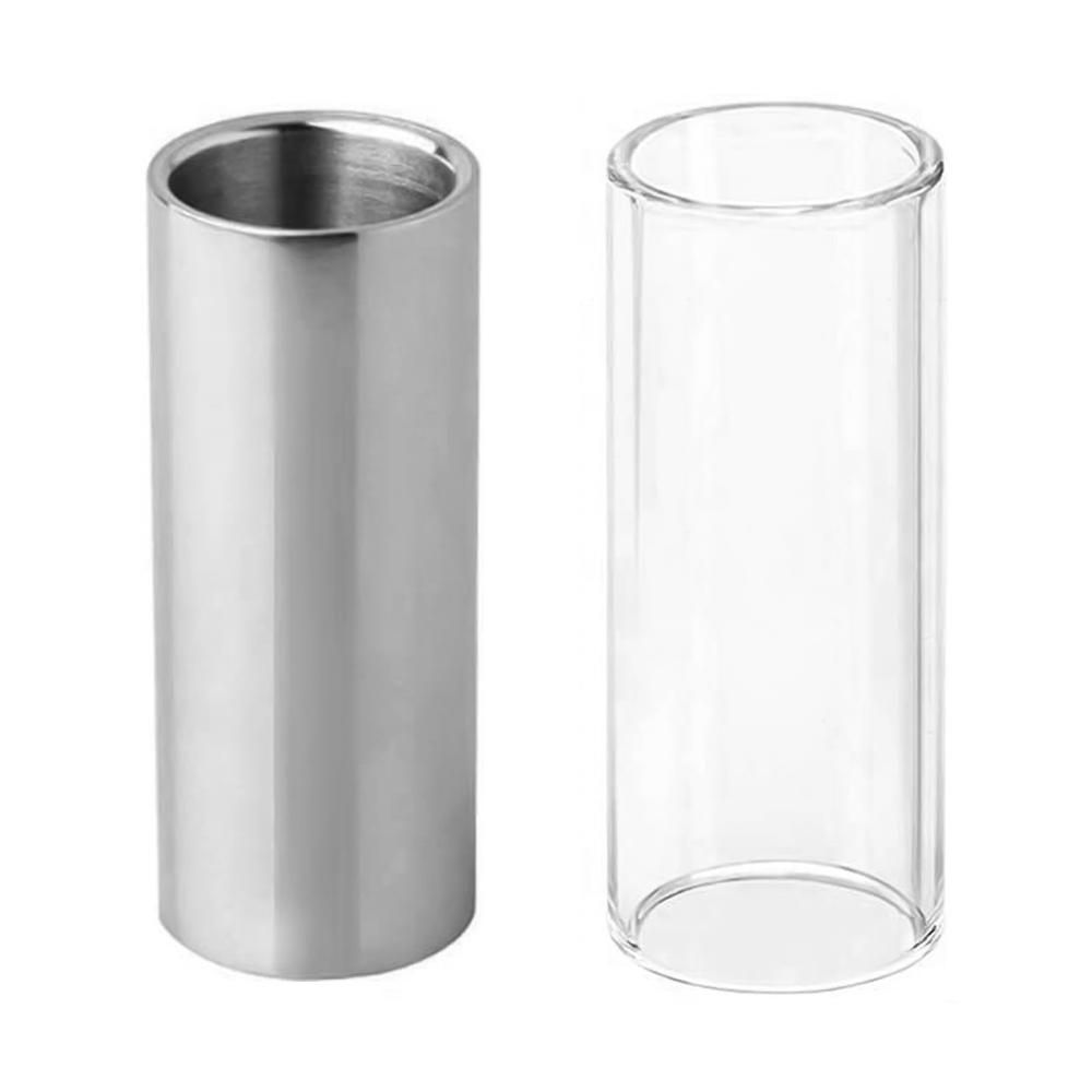 2pcs Guitar Finger Slide Kit with Glass Slide Stainless Steel Slide for Guitar Bass