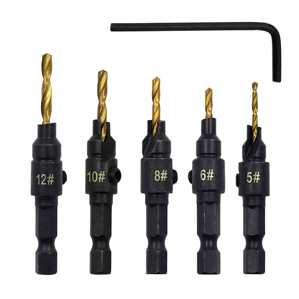5PCS Countersink Drill Bit Set High Speed Steel With 1 Free