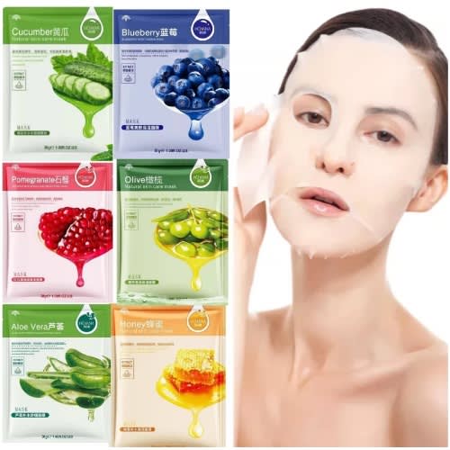 Hchana Facial Sheet Mask For Glowing Skin Serum Mask Combo Set (pack Of 6)