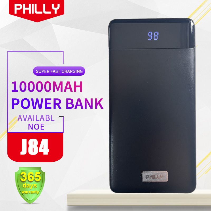 J84 Black 10000Mah Digital Dynamic Display Power-Bank Fast Charging