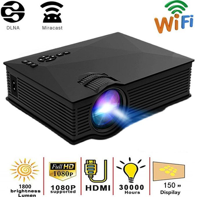 Max 150 "HD Large Screen TV Multimedia Home Theatre 1800 Lumens Led Projector