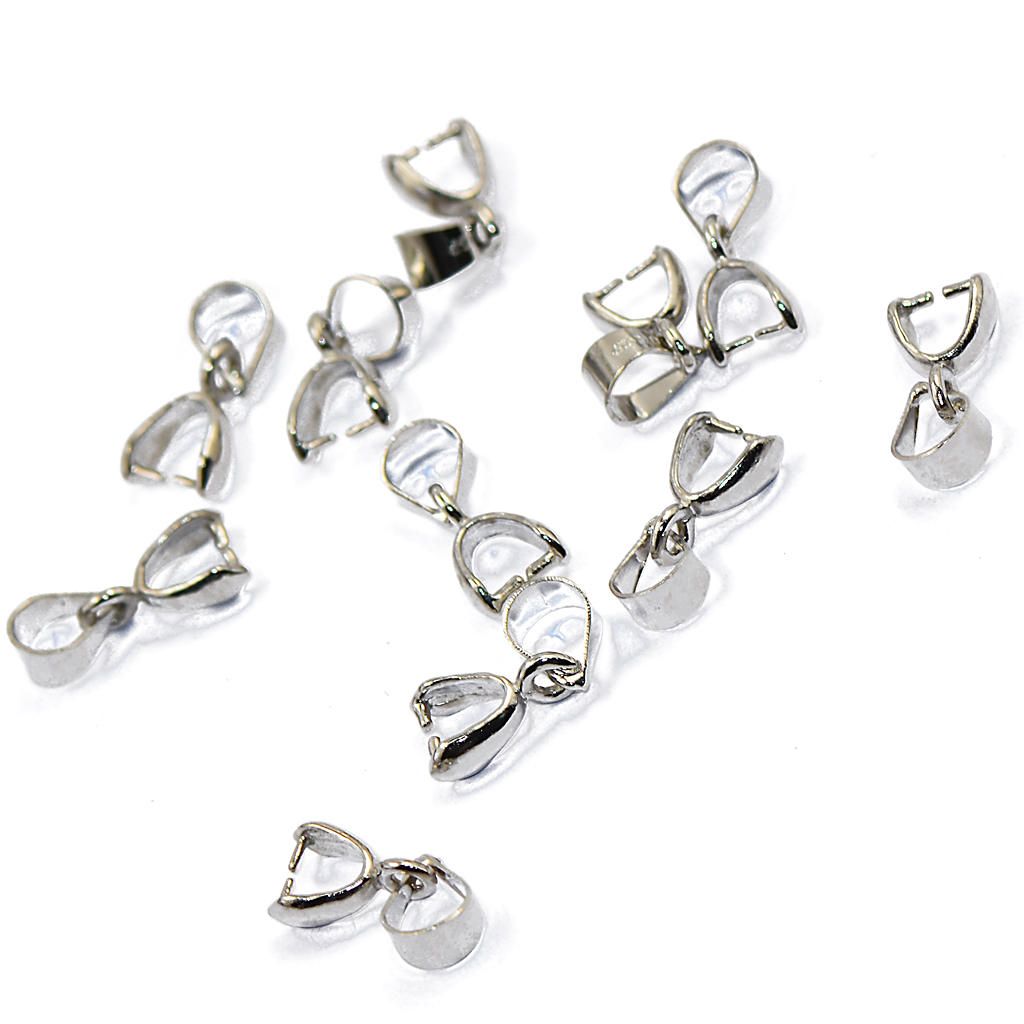 20 Pinch Bail, Pendant Connector, Dangle Charm Clasp Clip