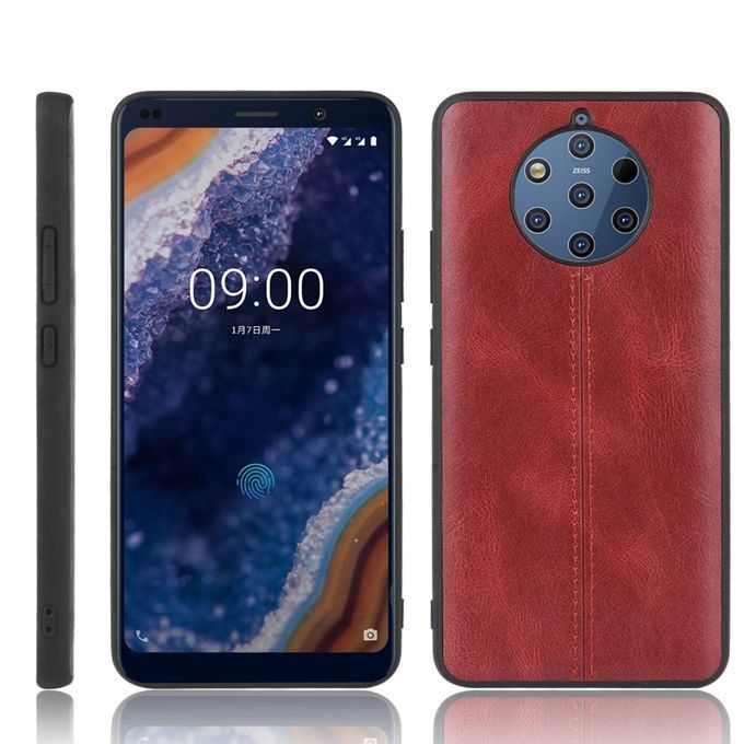 For Nokia 9 PureView Shockproof Sewing Cow Pattern Skin PC + PU + TPU Case-Red