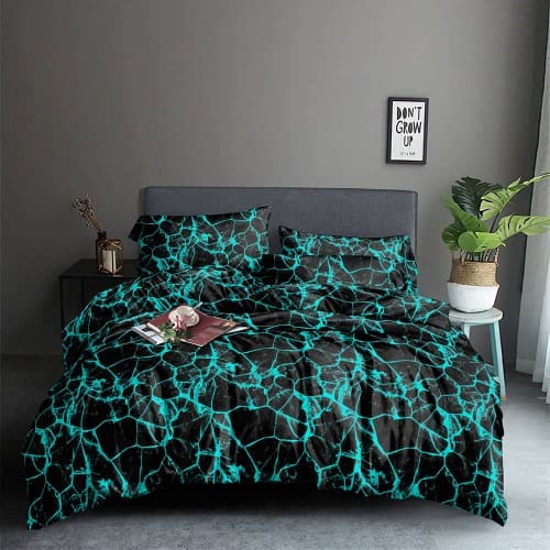 A duvet / duvet cover with pillowcase - Green/Black