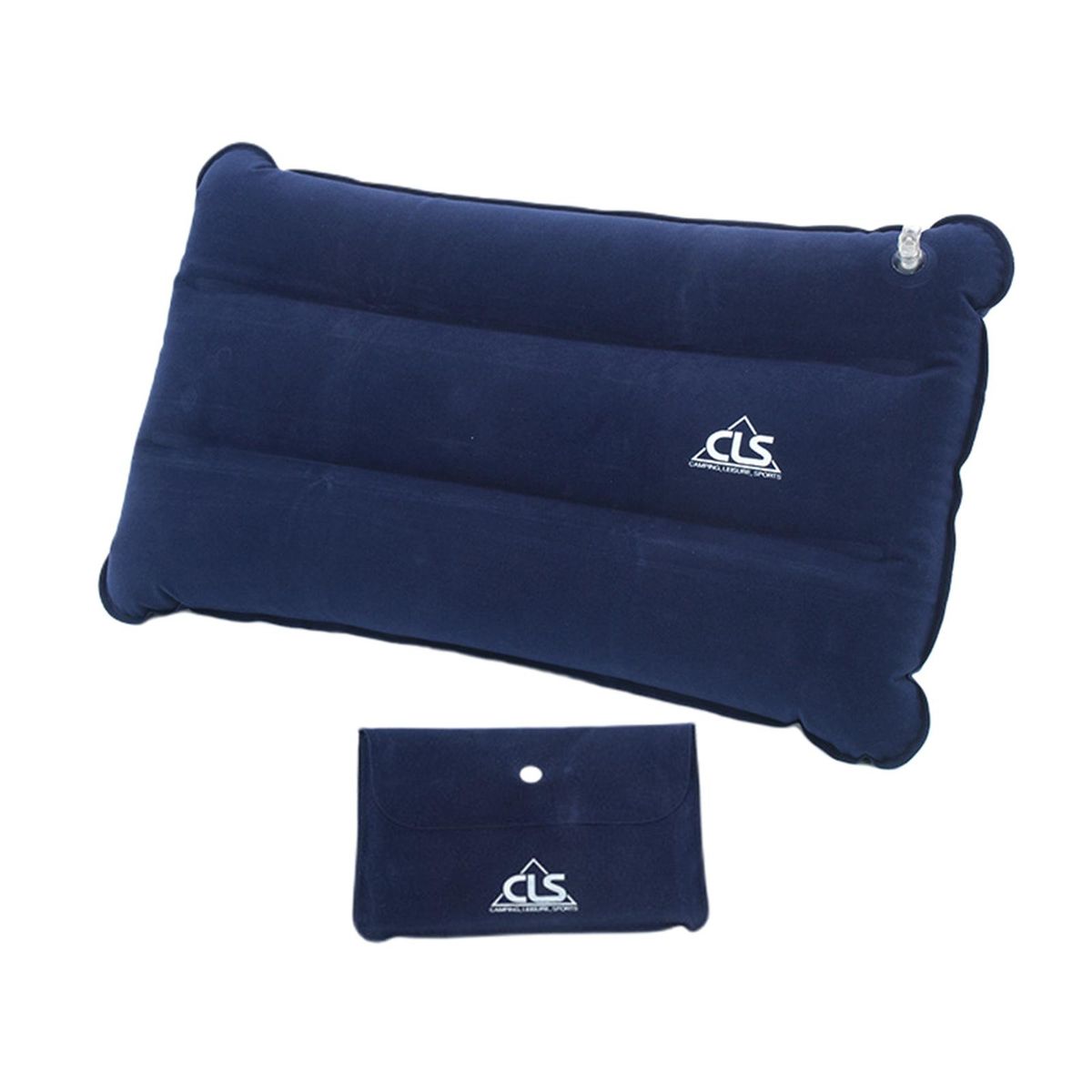 Self Inflatable Pillow PVC Flocked Fabric Ultralight Air Pillow Navy