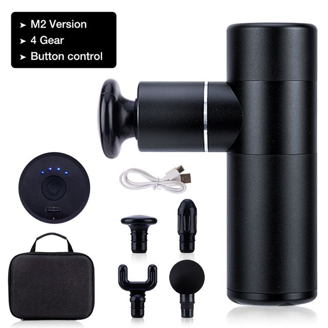 Muscle Massage Mini Gun Pocket Massager  Electric Trainer Therapy Body Recovery Theragun Relaxation Pain Relief-Black