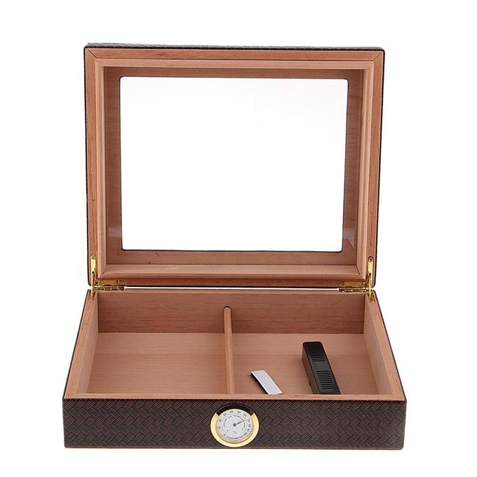 Large Capacity 20x  Box Solid Wood  Humidor Case Brown