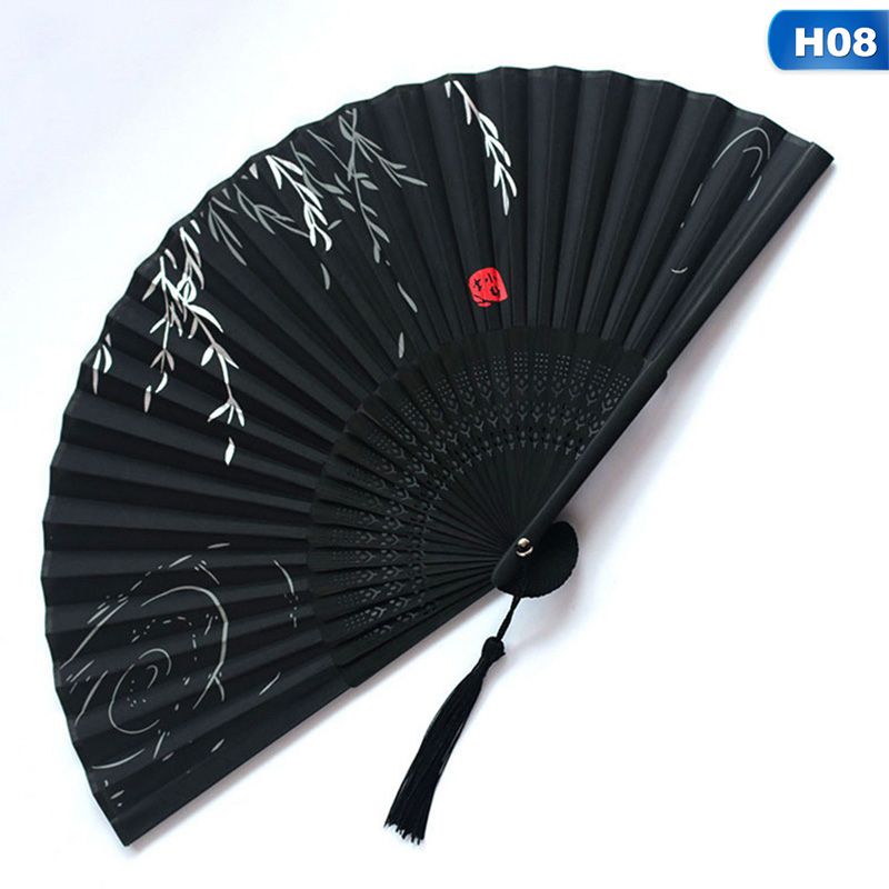 Hand Student Held Fans Cloth Gift Gift Fan Bamboo Wedding Wind Folding Gradient For Ancient Folding Fan Banquet Chinese