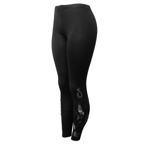 Detailed Lace Trim Leggings