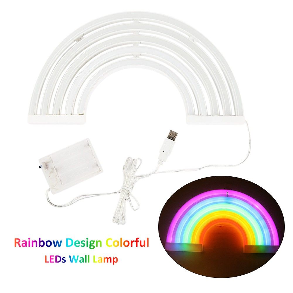 Rainbow Design Neon Colorful LEDs Wall Lamp Night Light With