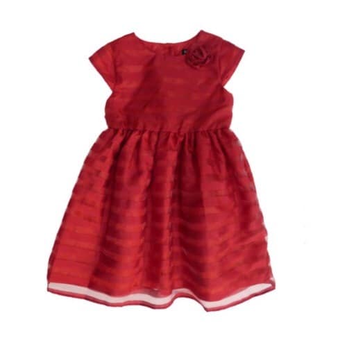 Girl's Stripped Holiday Dress - Red
