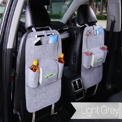 2 Peice Car Backseat Organizer - Light Grey