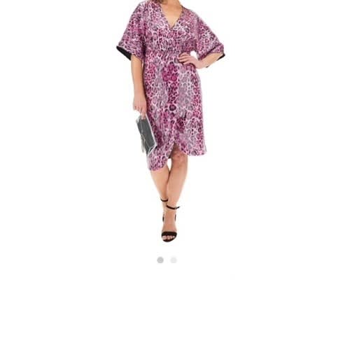 Women Sequin Animal Print Wrap Dress - Pink