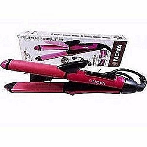 Electric Hair Straightener & Curler 2 In 1 Hand Tool
