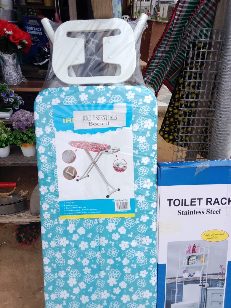 Lady Flash Extra-Wide Steel Mesh Top Ironing Board with Solid Steam Iron Rest and Heat Resistant Cotton Cover.