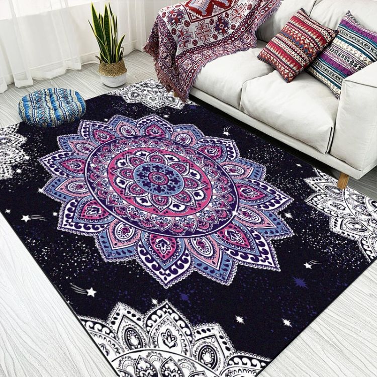 National Style Abstract Dark Blue Art Carpets