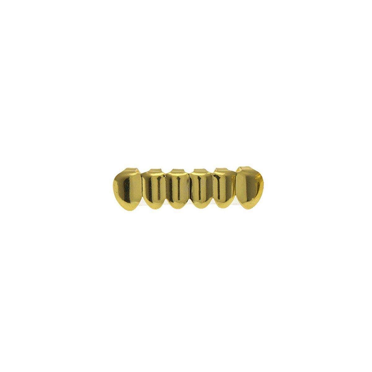 Gold Silver Rhinesto Plated Hip Hop Teeth Grillz Top Bottom Grill Teeth Grills # Gold Smooth Lower Tooth Gold Glossy Lower Teeth