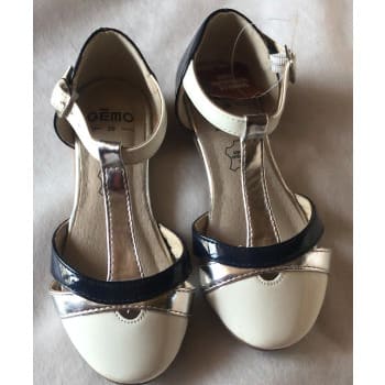 Suede Leather T-bar Girls Sandal-White