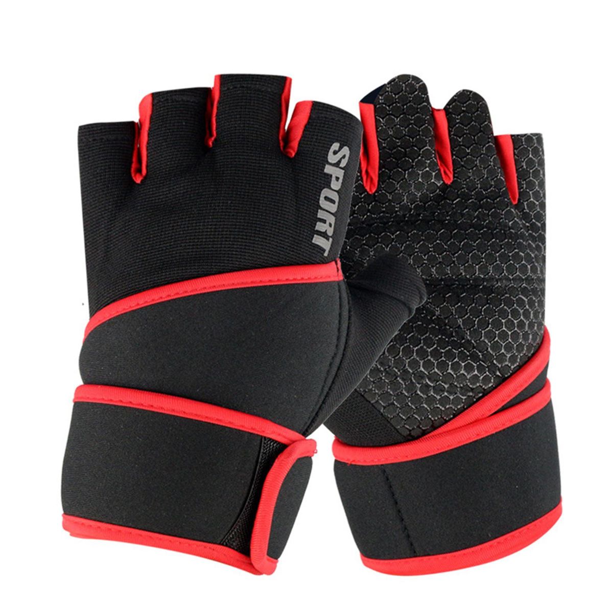 1 Pair Gym Fitness Hand Protection Men Sport Wrist Red