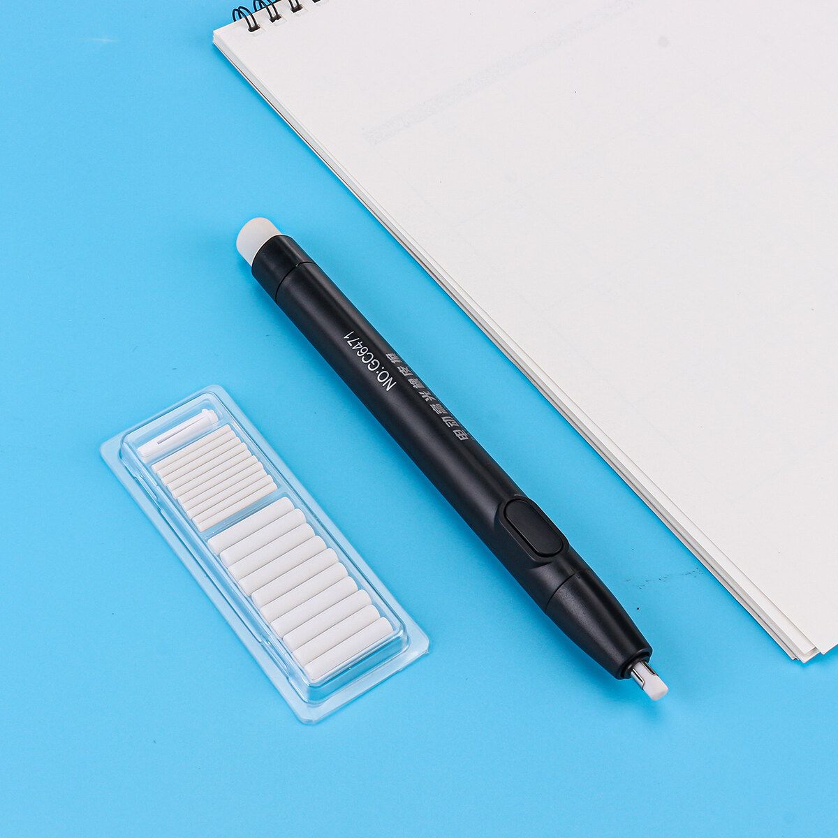 Electric Pencil Eraser Kit With 24Pcs Rubber Refills Highlight Sketch Black