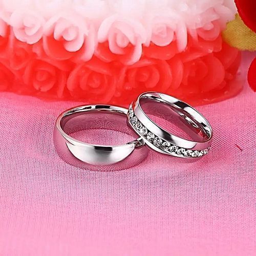 Titanium  Wedding Ring Pair For Couple-Silver.