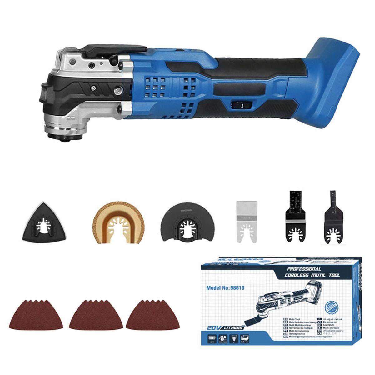 Oscillating Tool Kit, Multi-tool kit,Cordless Oscillating Saw With Max 5000-19000 OPM, 4&deg;Oscillating Angle, 6-Variable Speed, 20V Battery Powered & 25 Pcs Accessories Multi-Tool for Cut/Grind/Scraping Blue UK