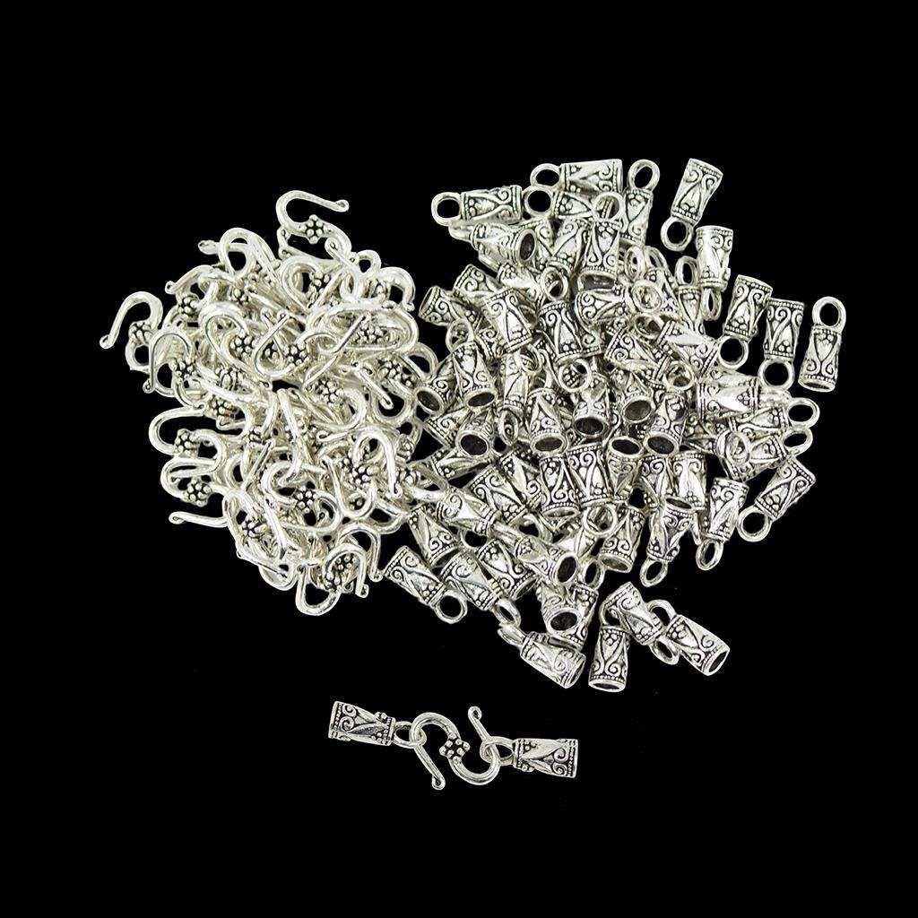 30Pcs Tibetan Silver Pewter S Hook End Caps DIY Jewelry Making
