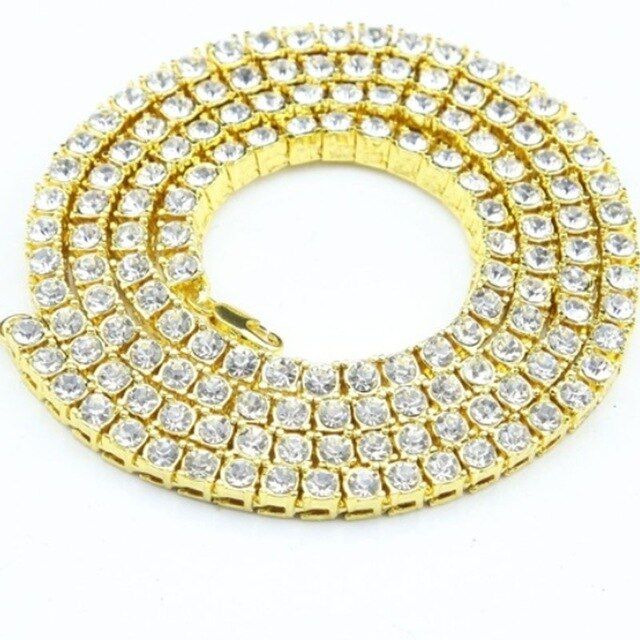 Custom Bling Bling Rhinestone Tennis Chain Necklace Men's