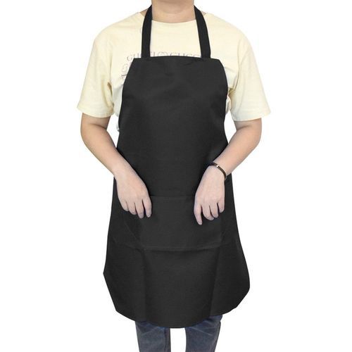 Pure Color Cotton Polyester Sleeveless Black Apron
