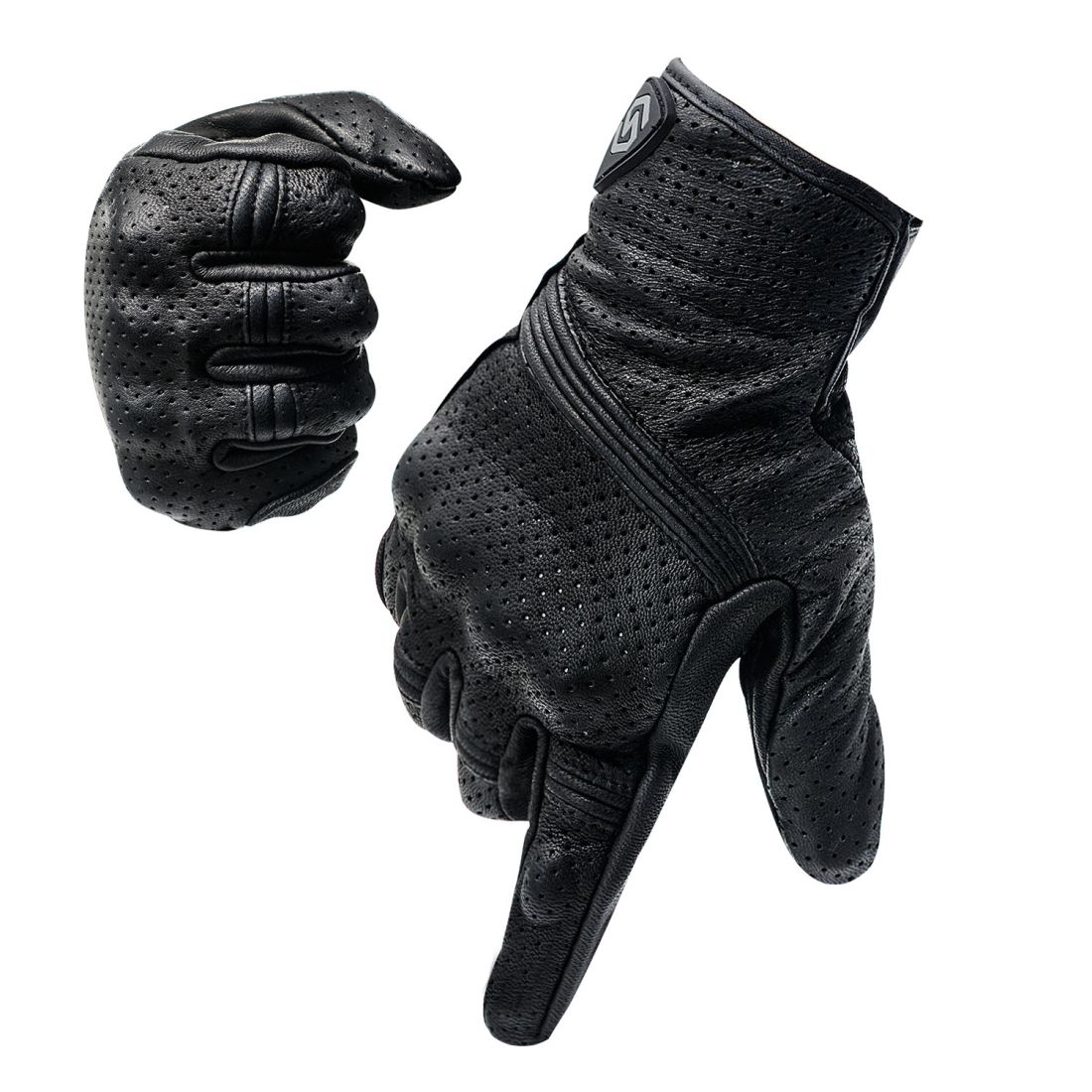 WUPP CS-1049A Outdoor Motorcycle Cycling Breathable Leather Full Finger Gloves With Holes, Size:XXL(Black)
