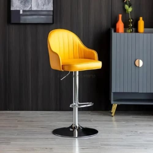 Bar Stool With Adjustable Height - Yellow